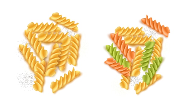 Conjunto realista de massa seca fusilli