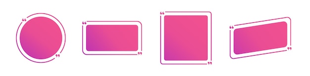 Conjunto rosa de quadro de citações sem informações com gradiente