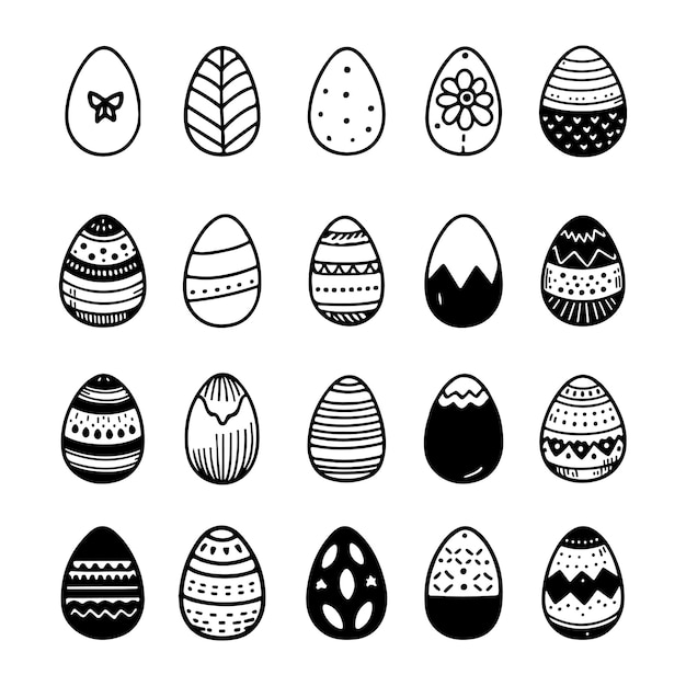 Conjunto tradicional de ovos para a páscoa isolado em fundo branco