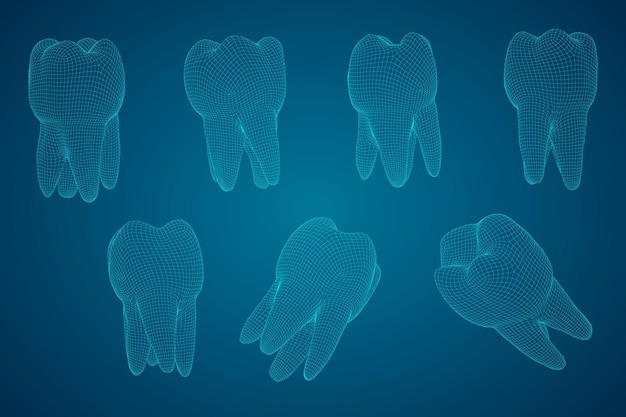 Conjunto vetorial de dentes 3d para medicina dentária