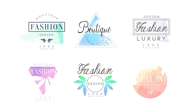 Conjunto vetorial de design de logotipo de moda de luxo