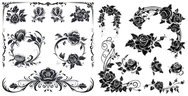 Conjunto vetorial de divisores de elementos caligráficos florais