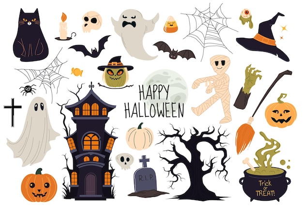 Conjunto vetorial de figuras de Halloween
