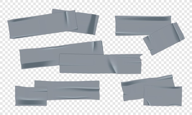 Conjunto vetorial de fita adesiva prateada realista 3D PNG