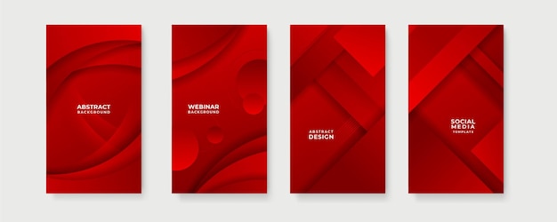 Vetor conjunto vetorial de fundos criativos vermelhos abstratos em estilo minimalista com espaço de cópia para modelos de design de texto para histórias de mídia social