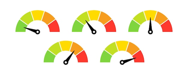 Vetor conjunto vetorial de gráfico de medidor de velocímetro ou escala de medição