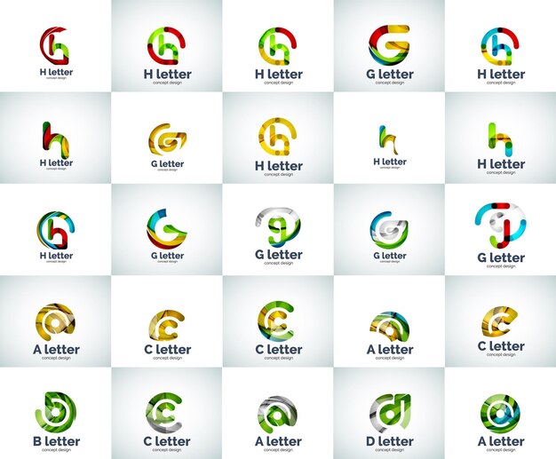 Conjunto vetorial de ícones de logotipo de negócios de carta abstrata