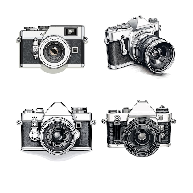 Conjunto vetorial de ilustração de ícone de 4 câmeras
