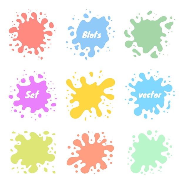 Conjunto vetorial de manchas coloridas no fundo branco ilustração vetorial modelos de design de emblema de emblemas