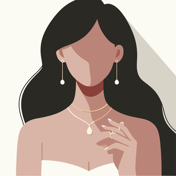 Vetor conjunto vetorial de mulheres com jóias em estilo de design plano