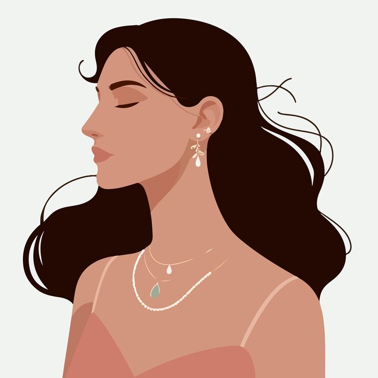 Vetor conjunto vetorial de mulheres com jóias em estilo de design plano