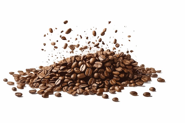 Vetor conjunto vetorial realista de elementos de fundo de grãos de café
