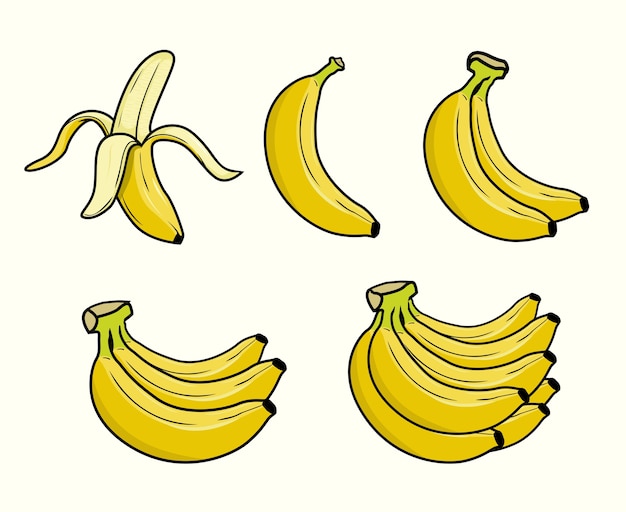 Mão Desenhada Ilustração De Ícone De Desenho Animado De Banana Royalty Free  SVG, Cliparts, Vetores, e Ilustrações Stock. Image 172382610