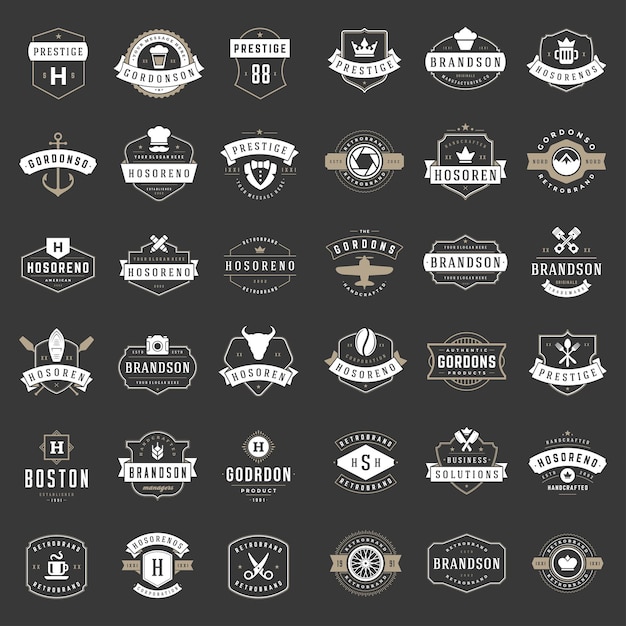 Conjuntos de design de logotipos vintage