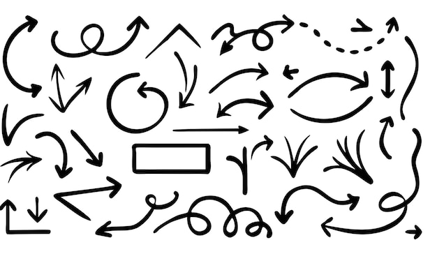 Conjuntos de flechas desenhadas à mão