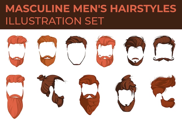 conjuntos de ilustrações de penteados masculinos