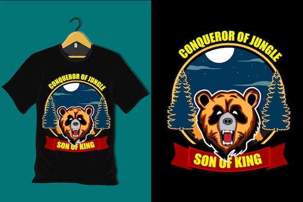 Conquistador da selva, filho do rei, design de camiseta retrô