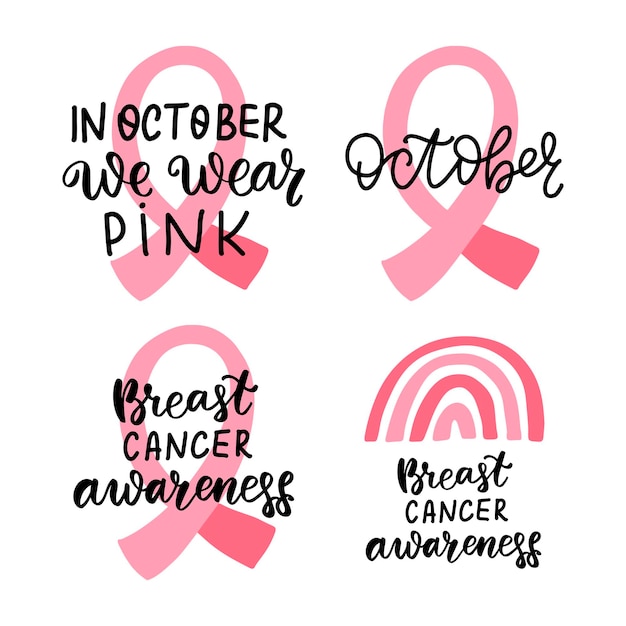 Conscientização do câncer de mama em outubro, usamos rosa apoie a esperança inspiradora cuidados de saúde da mulher