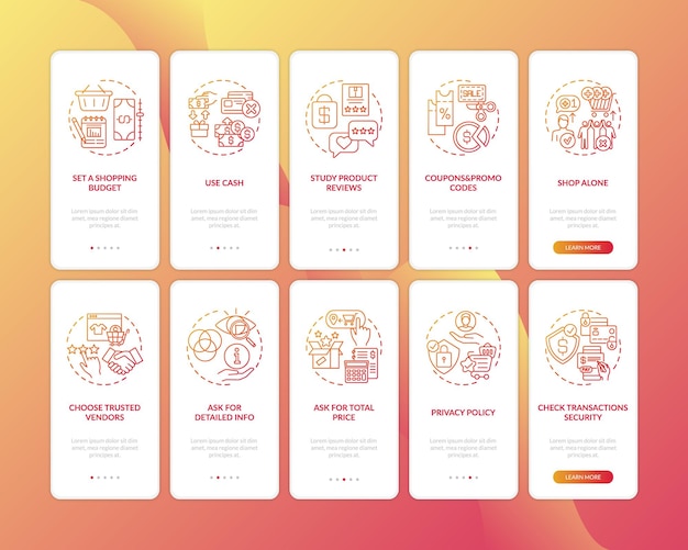 Conselhos de compra inteligentes que integram a tela da página do aplicativo móvel com ilustrações do conjunto de conceitos