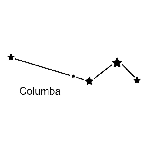 Constelação de Columba em fundo branco, ilustração vetorial