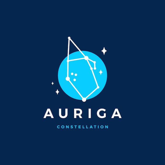 Constelação de estrelas auriga a ilustração do ícone do vetor do logotipo do cocheiro