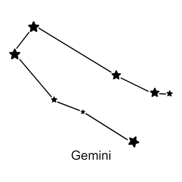 Constelação do signo de gêmeos no fundo branco, ilustração vetorial