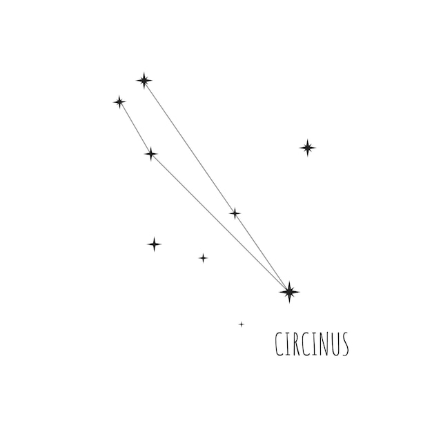 Constellation Circinus Doodle esboço ícone linear de 88 constelações definido