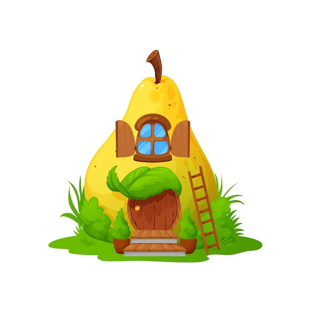 Vetor construção de casa de conto de fadas de pera amarela madura para elfo