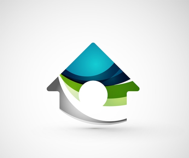 Construção de casa em casa logotipo geométrico abstrato da empresa