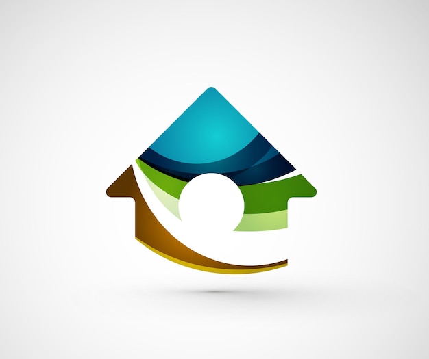 Construção de casa em casa logotipo geométrico abstrato da empresa