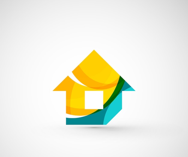 Construção de casa em casa logotipo geométrico abstrato da empresa