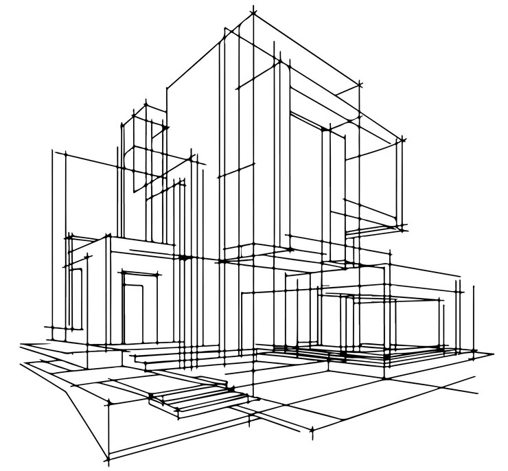 Vetor construção de casas isoladas com conceito minimalista