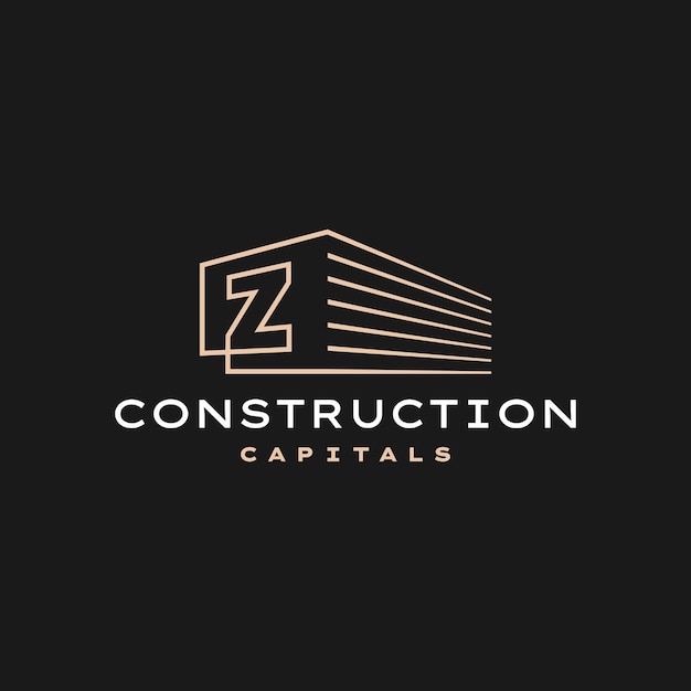 Construção de letra z perspectiva 3d contorno de ouro logo vector ilustração do ícone