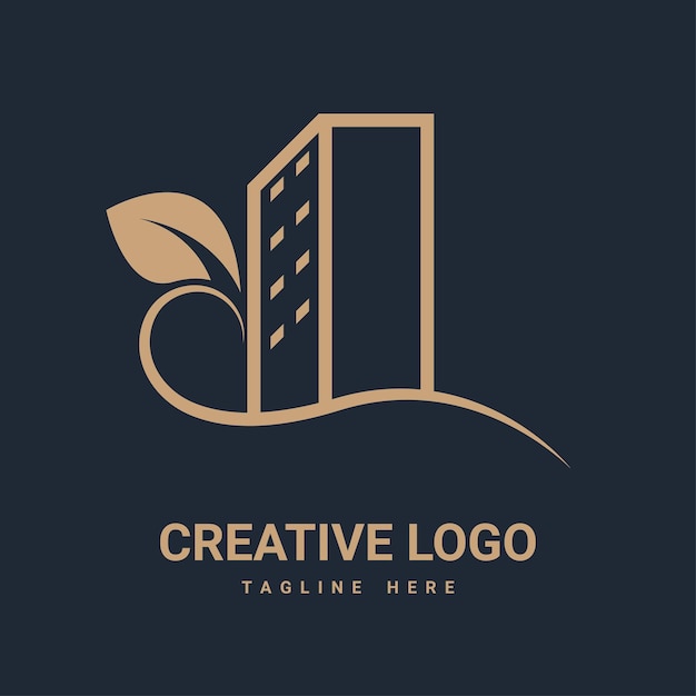 construção de logotipo criativo e folhas
