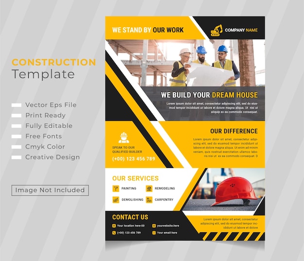 Vetor construção flyer design