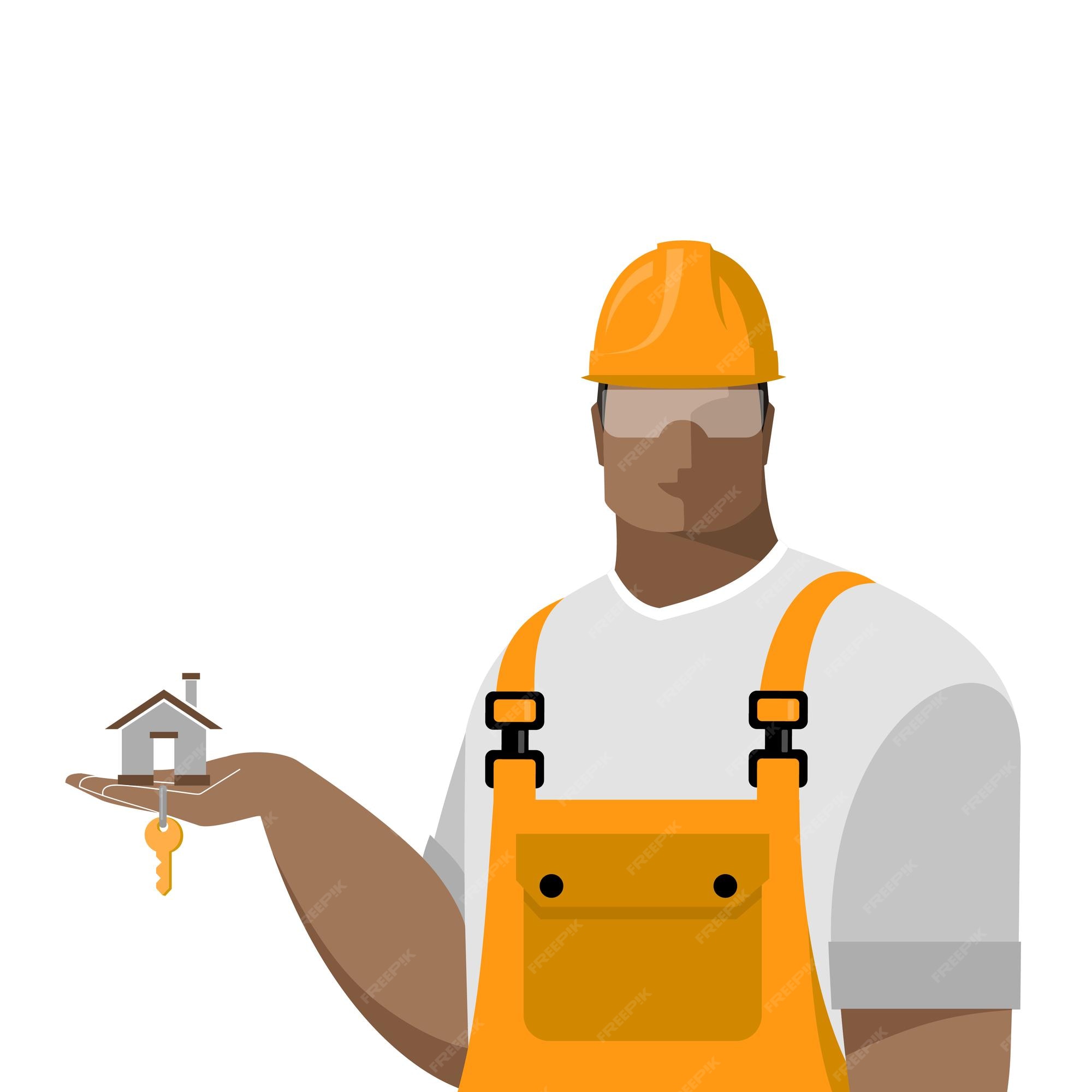 fofa ícone 3d construtor encanador homem ou engenheiro em pé dentro  profissional uniforme, capacete e macacão. reparar serviço, trabalhador ou  construtor trabalhos desenho animado mínimo estilo em transparente png.  generativo ai 26976775