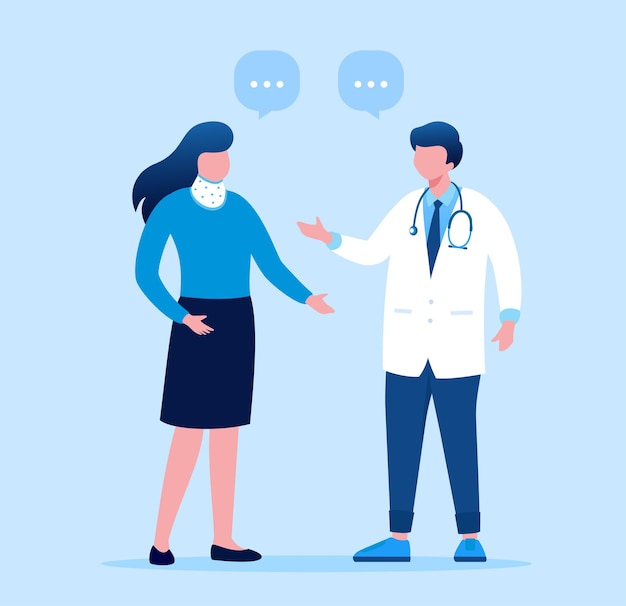consulta com médico banner de ilustração vetorial plana para página de destino e site