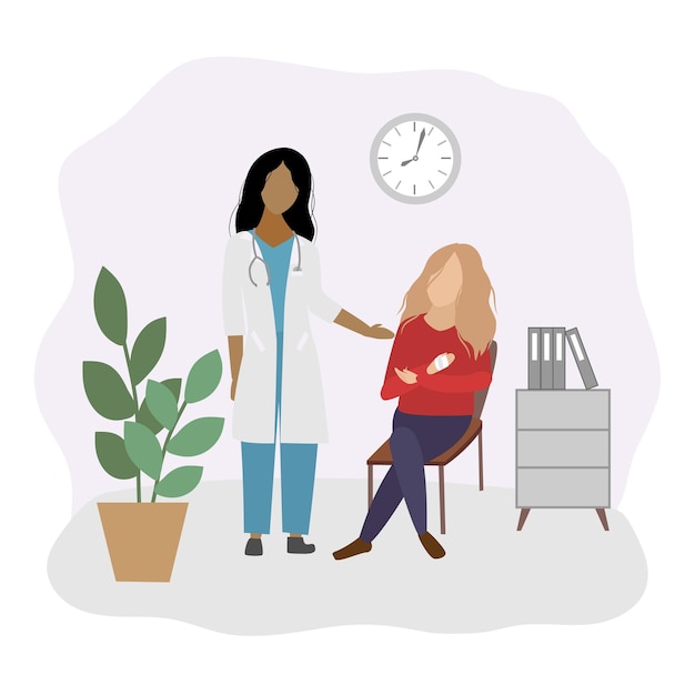 Consulta médica com um paciente com necessidades especiais Menina consultando um médico