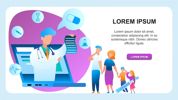 Vetor consulta on-line de ilustração plana com médico