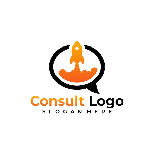 Consulta rápida conceito de logotipo consulte modelo de design de foguete