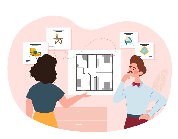 Vetor consultoria de projeto de casa