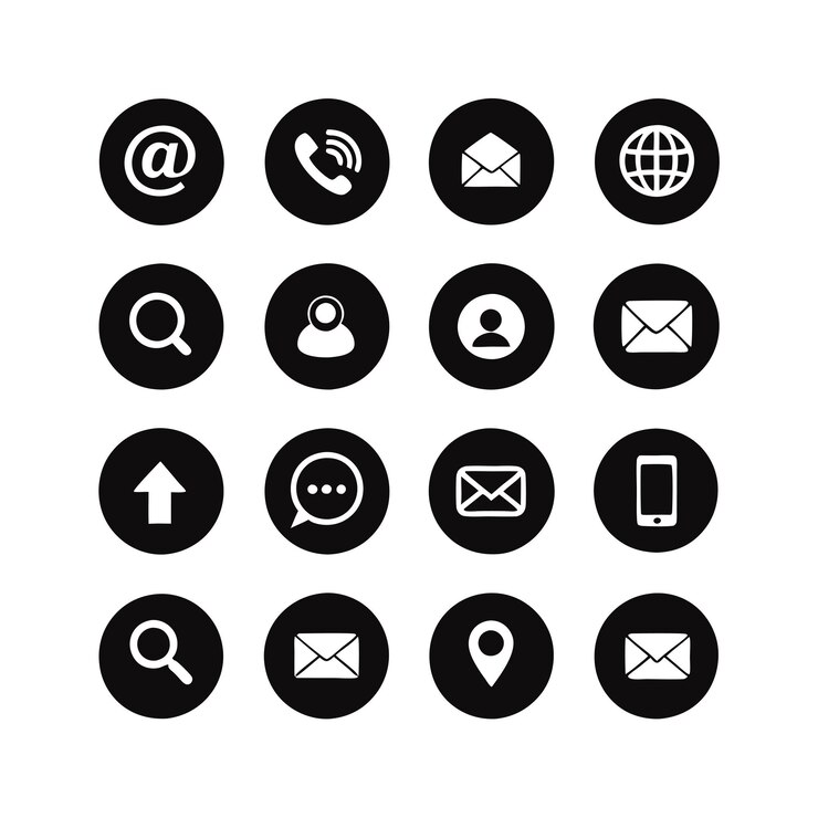 Vetor contacte-nos icon set colecção vector para ui documentos websites e aplicações móveis