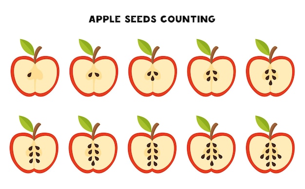 Contagem de sementes de maçã jogo de matemática para crianças