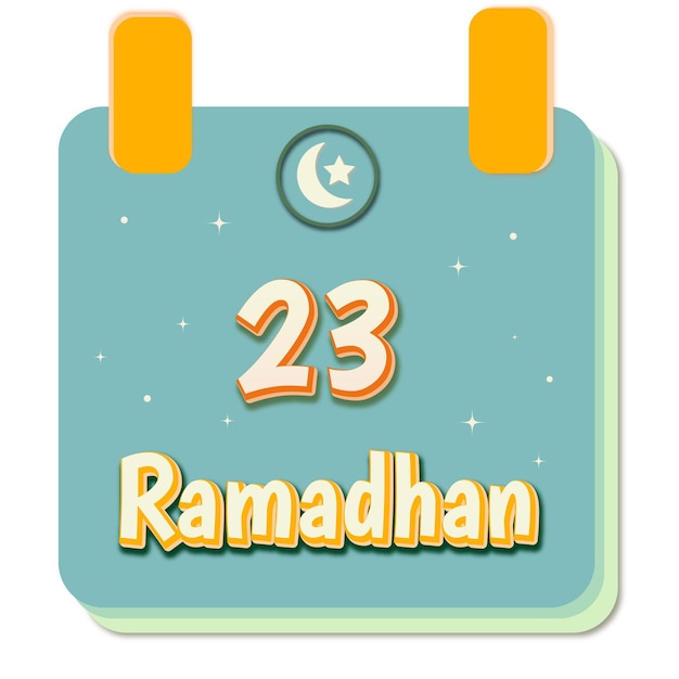 Contagem regressiva para o 23o ramadã celebre com luas de crescente branco e dourado e texto de ramadã em inglês