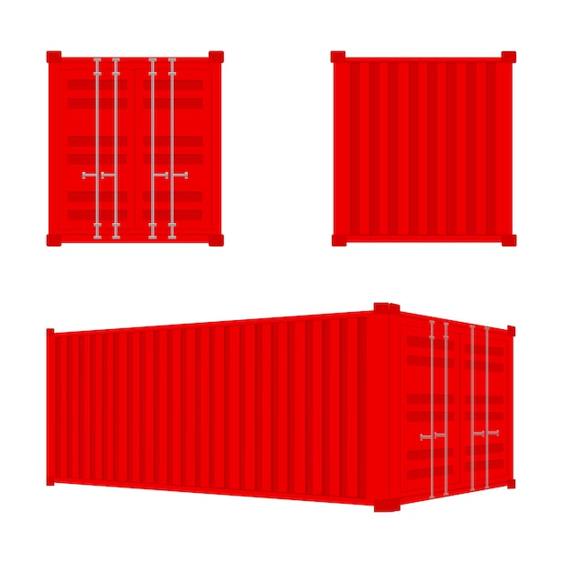 Vetor container de carga vermelho para logística e transporte isolado em fundo branco