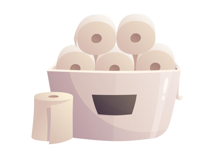 Vetor container de rolo de papel higiênico vector isolado ilustração de desenho animado organização de armazenamento de banheiro