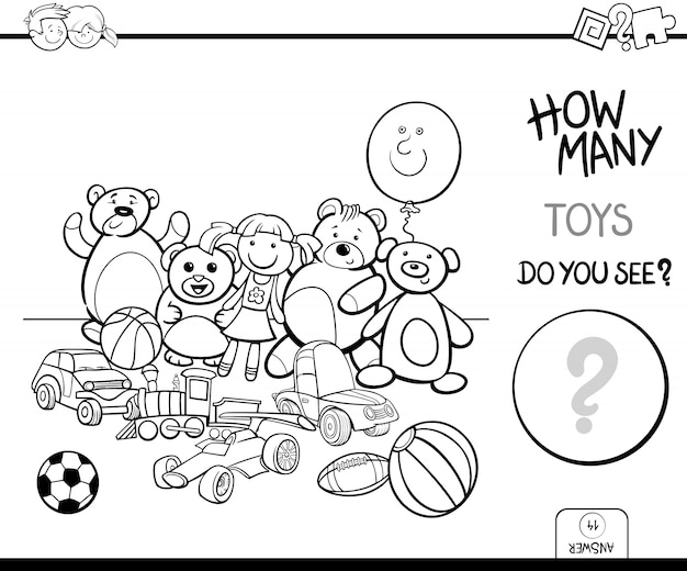 Contando com brinquedos jogo educativo livro para colorir