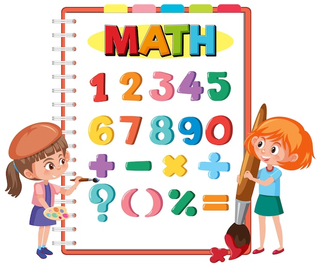 Contando o número 0 a 9 e símbolos matemáticos para crianças