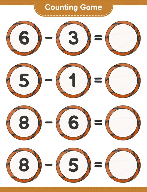 Contar e combinar contar o número de basquete e combinar com os números certos ilustração em vetor de planilha imprimível de jogo educacional para crianças