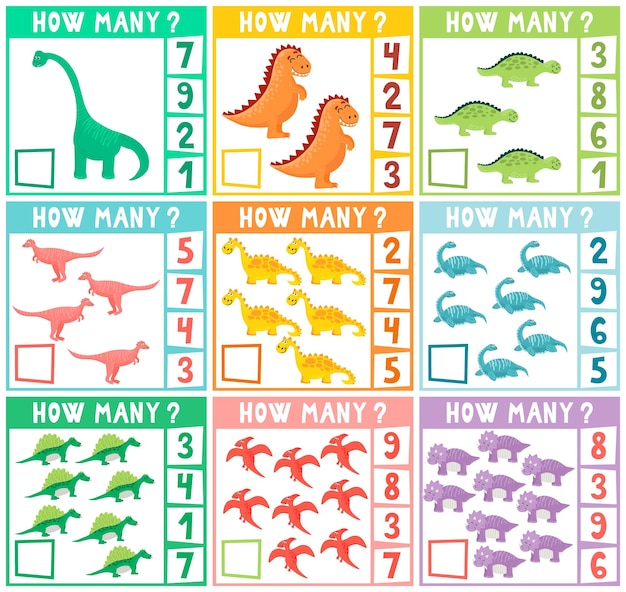 jogo de matemática infantil, conte quantos deles. Brinquedos infantis  6815451 Vetor no Vecteezy